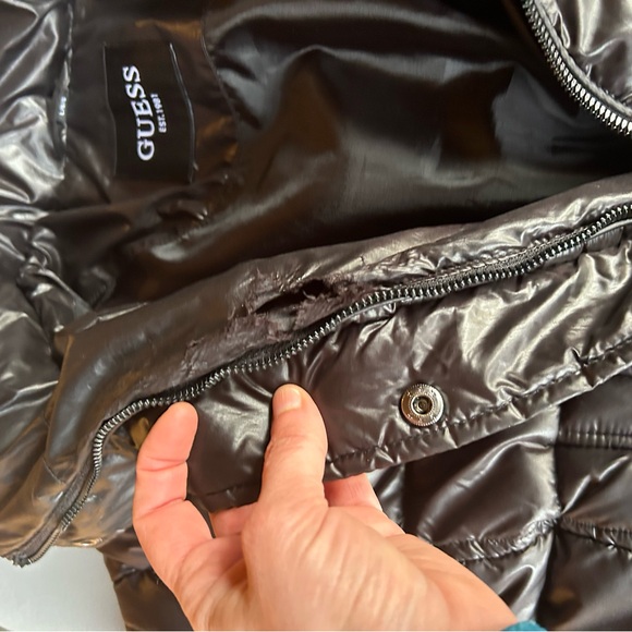 Guess Women's Glossy Black Long Puffer Coat - Picture 9 of 11